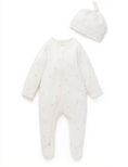 Load image into Gallery viewer, Purebaby - Zip Growsuit & Hat Set - Vanilla Bear
