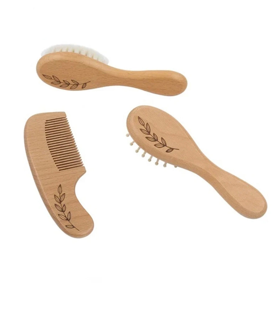 3pc Baby Wooden Brush & Comb Set