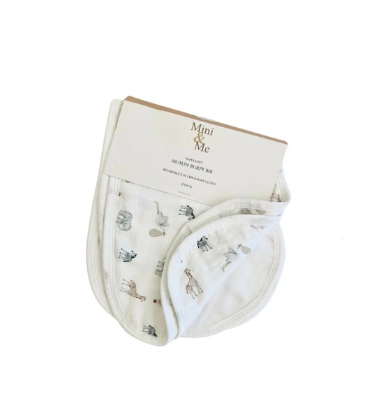 Mini & Me - Burp Bib - Savanna Bebe/White