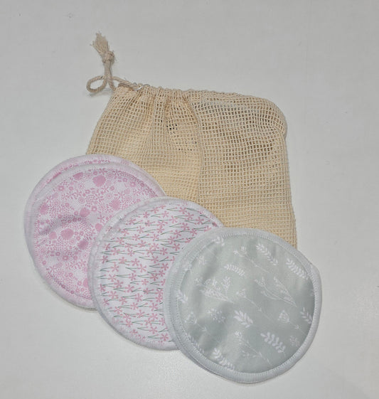 My Little Gum Nut - Reusable Breast Pads with Wash Bag - 3 Pairs - Mixed