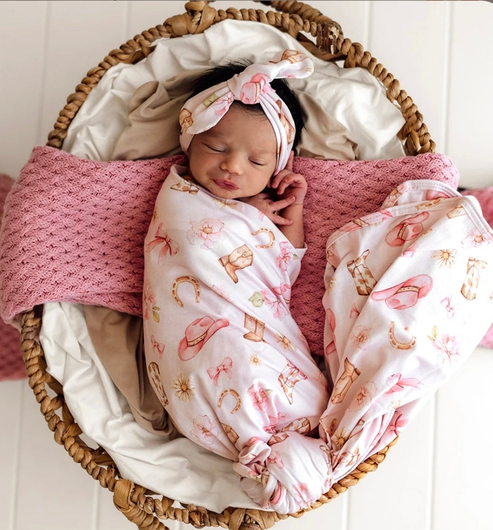 Snuggle Hunny Kids - Organic Jersey Wrap Set - Boots &Bows
