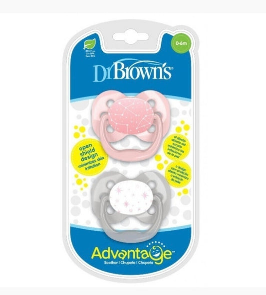 Dr Browns Advantage Pacifier Stage 1 - Pink 2pk