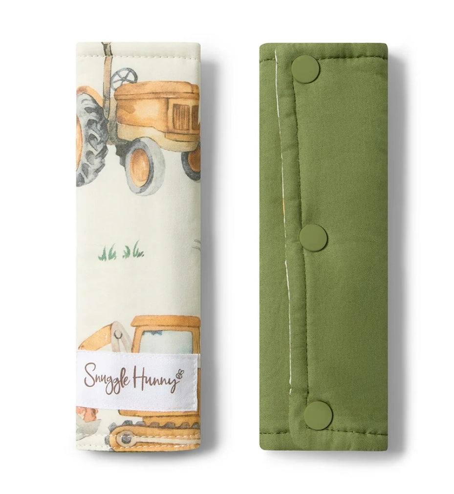 Snuggle Hunny Kids - Universal Reversible Pram Strap Covers - Diggers And Tractors