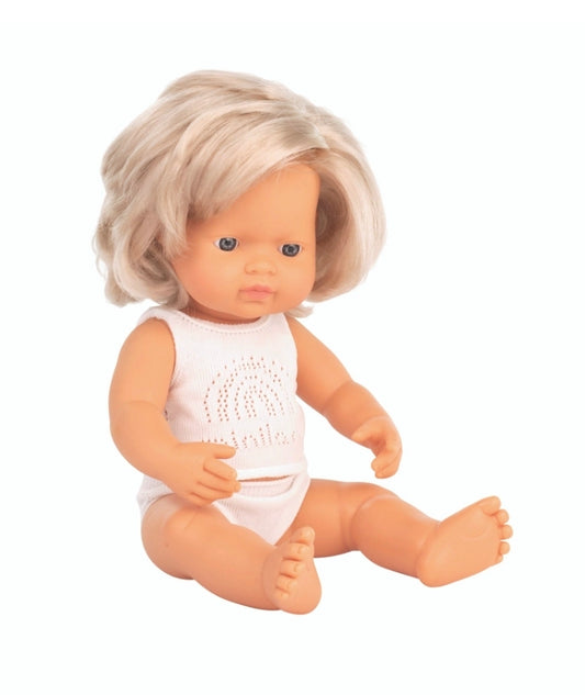 Miniland Doll 38 cm - Caucasian Girl, Blonde