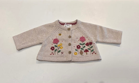 Purebaby - Embroidered Cardigan - Wheat Melange