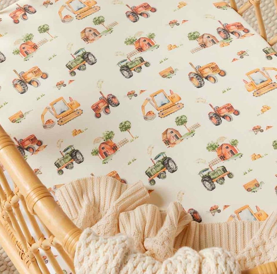 Snuggle Hunny Kids - Bassinet Sheet/Change Pad Cover - Diggers