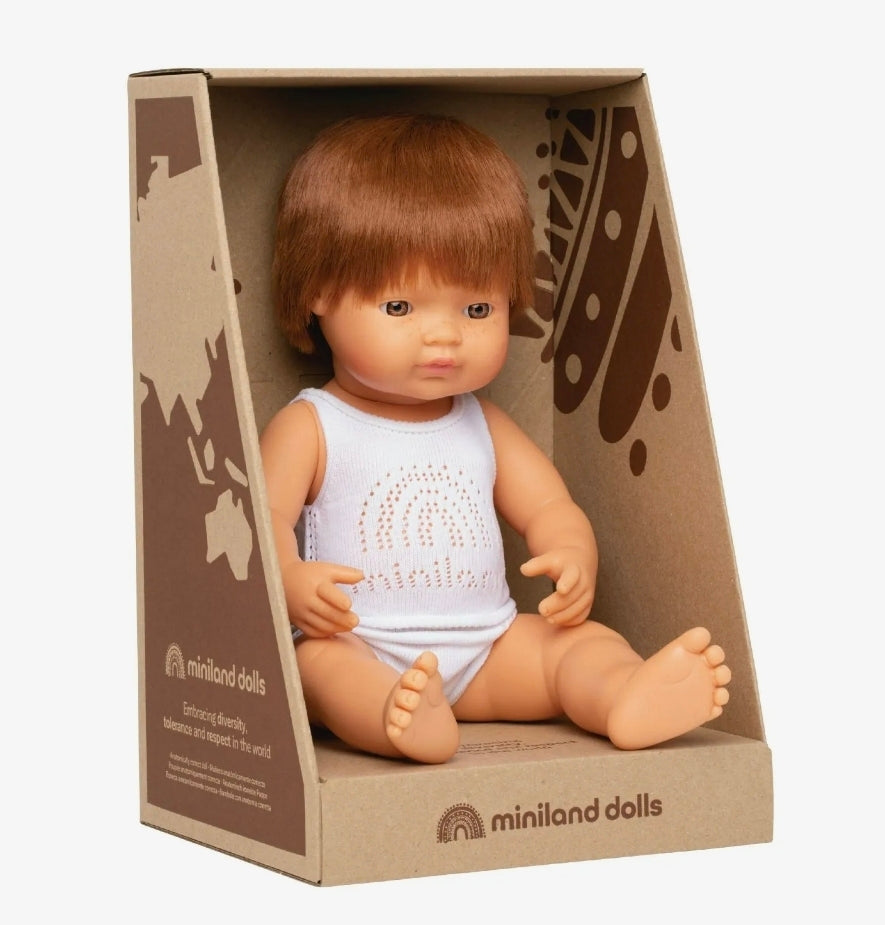 Miniland Doll 38 cm - Caucasian Boy, Red Head