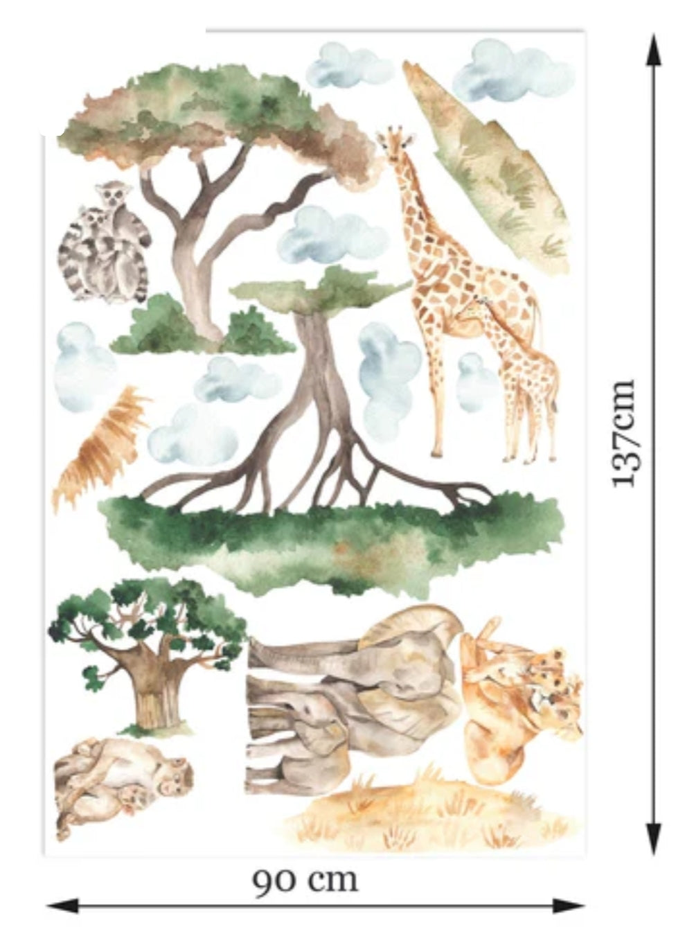 Wall Koala - African Wildlife Parent-Child Series Wall Decal - Elephant Giraffe Lemur - Removable Peel and Stick