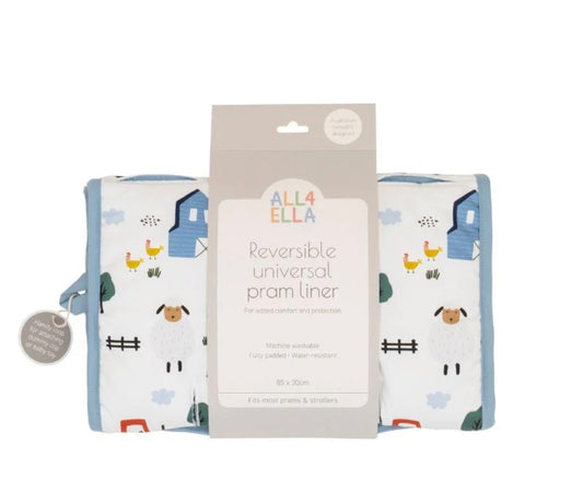 All4Ella - Reversible Pram Liner - Barnyard