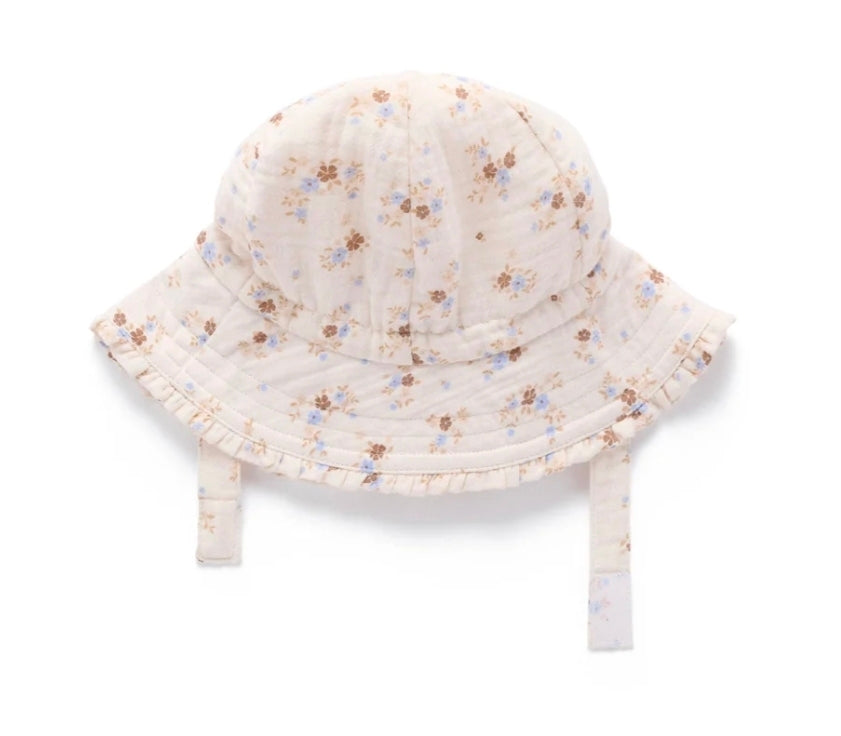 Purebaby - Ruffle Sunhat - Garden Ditsy Print