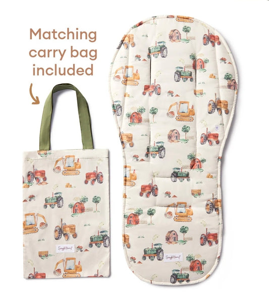 Snuggle Hunny Kids - Organic Universal Reversible Pram Liner - Diggers And Tractors