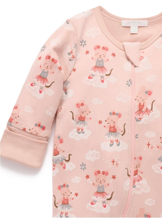 Purebaby - Thick PJ Sleep Growsuit - Ballet Dreams