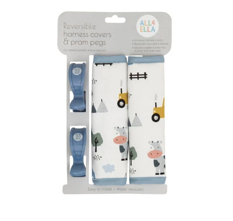All4Ella - Harness Covers & Pram Pegs - Barnyard