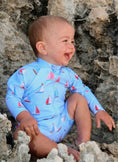 Load image into Gallery viewer, Purebaby - Printed L/S Sunsuit - Sail Away Print
