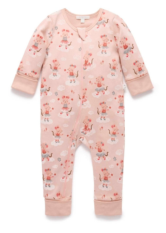 Purebaby - Thick PJ Sleep Growsuit - Ballet Dreams