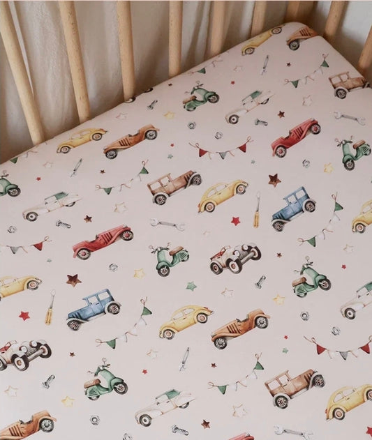 Snuggle Hunny - Organic Cot Sheet - Vintage Cars