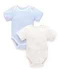 Load image into Gallery viewer, Purebaby - Easy Neck S/S Bodysuit 2pk - Pale Blue Bear
