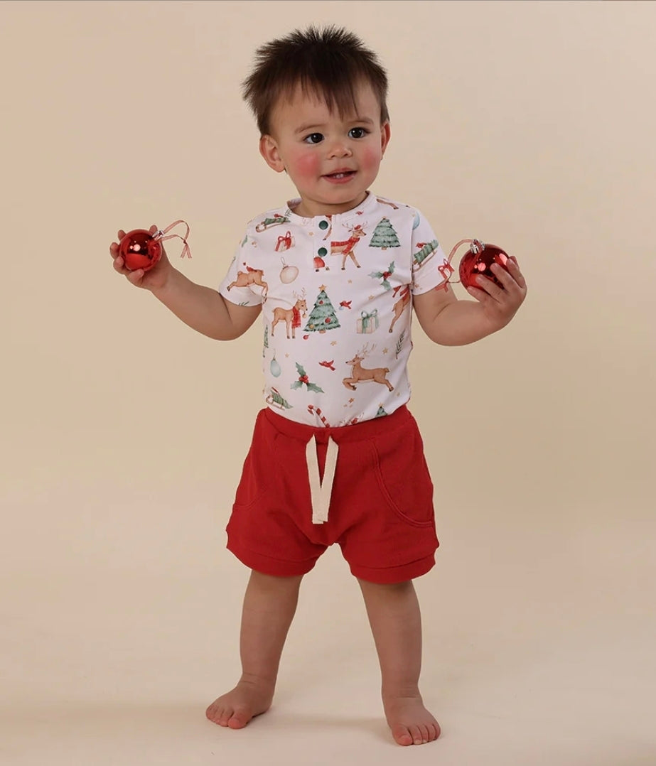 Snuggle Hunny Kids - Short Sleeve Organic Bodysuit - Prancer & Friends