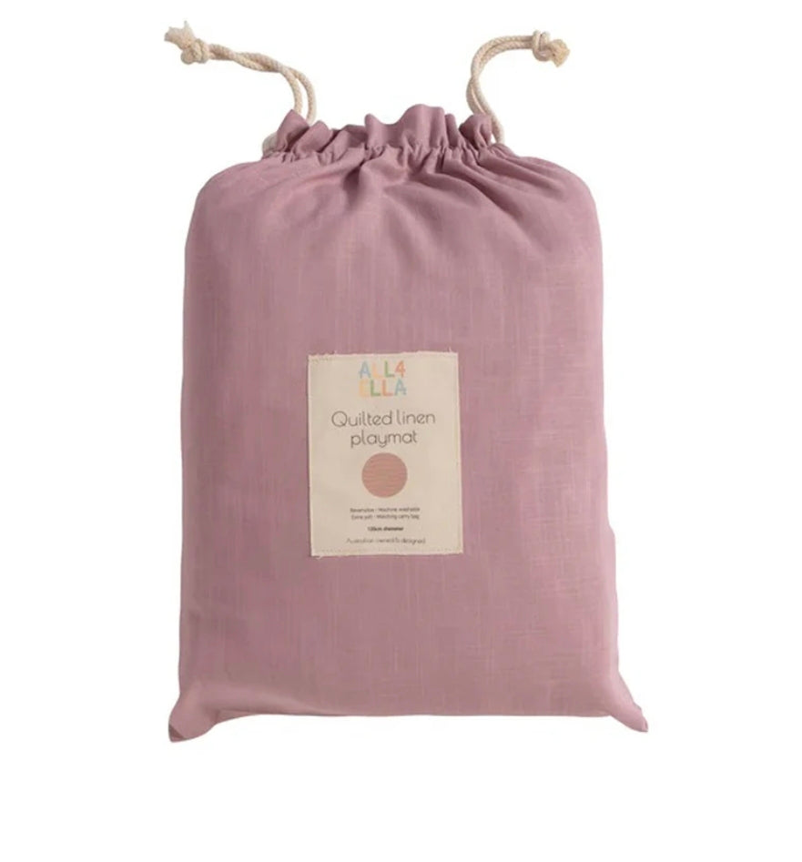 All4Ella Quilted Reversible Linen Playmat - Blush Pink