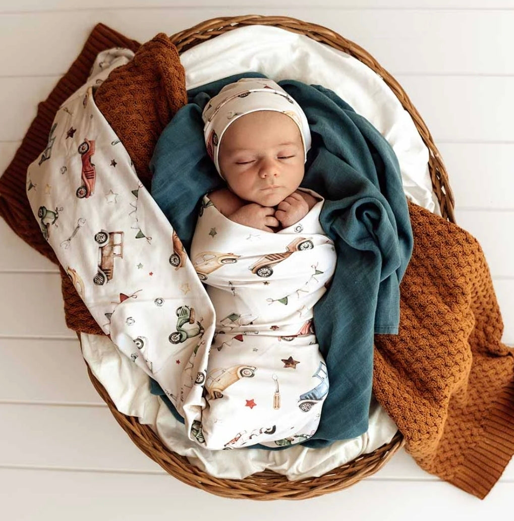 Snuggle Hunny Wrap Set - Vintage Cars