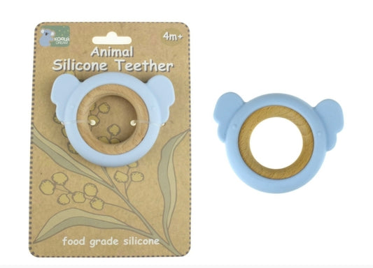 Koala Dream Silicone and Timber Koala Teether Blue