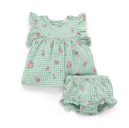 Purebaby - Gingham Set Frída Print