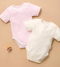 Load image into Gallery viewer, Purebaby - Easy Neck S/S Bodysuit 2pk - Pale Pink Bear

