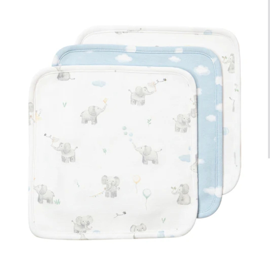 Living Textiles - 3pk Washcloths - Elephant