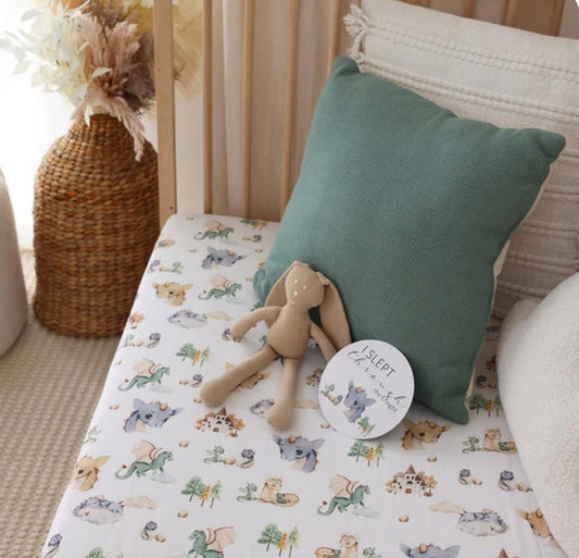 Snuggle Hunny Kids - Organic Fitted Cot Sheet - Dragon