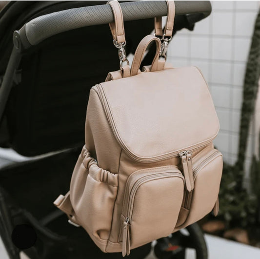 OiOi Vegan Leather Nappy Backpack - Oat Dimple