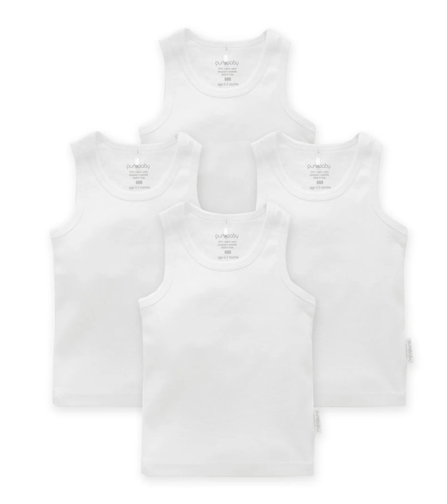 Purebaby - 4pk Rib Singlet