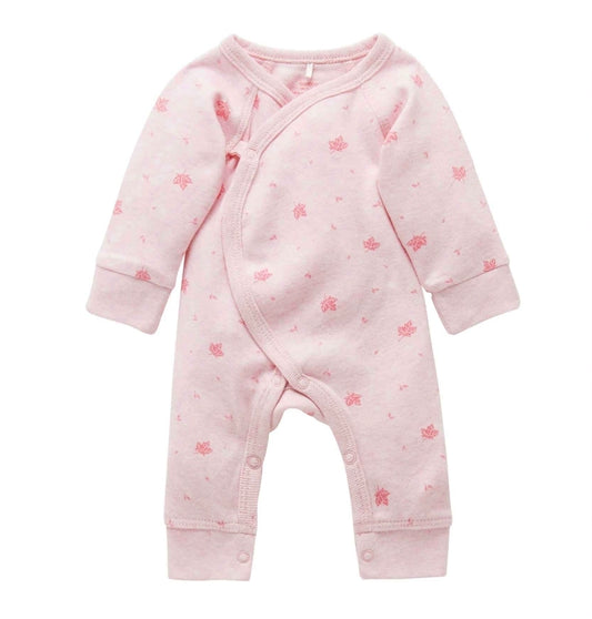 Purebaby - Premi Crossover LS Growsuit - Pale Pink Leaf