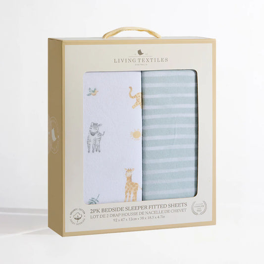 Living Textiles - 2pk Organic Bedside Sleeper Sheets - Roam & Roar