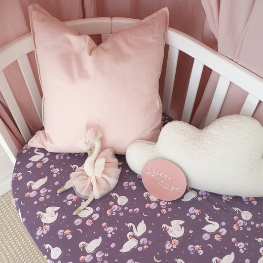 Snuggle Hunny Kids - Organic Cot Sheet - Midnight Swan