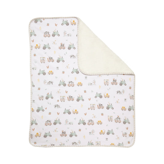 Living Textiles - Jersey Sherpa Blanket - Tractor Ride