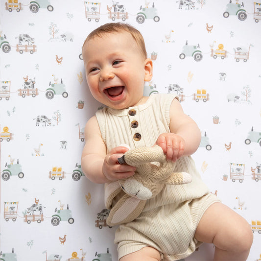 Living Textiles - 1 Pack -  Bedside Sleeper Fitted Sheet - Tractor Ride