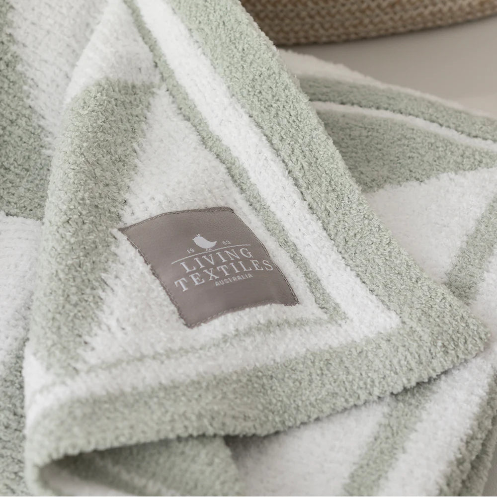Living Textiles - Chenille Blanket - Sage Triangles