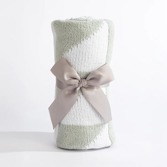 Living Textiles - Chenille Blanket - Sage Triangles