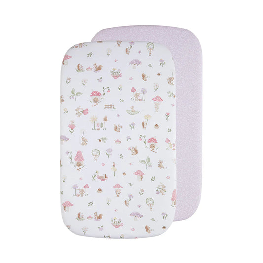 Living Textiles - 2 Pack - Bedside Sleeper/Bassinet Fitted Sheets - Whimsical Wonderland
