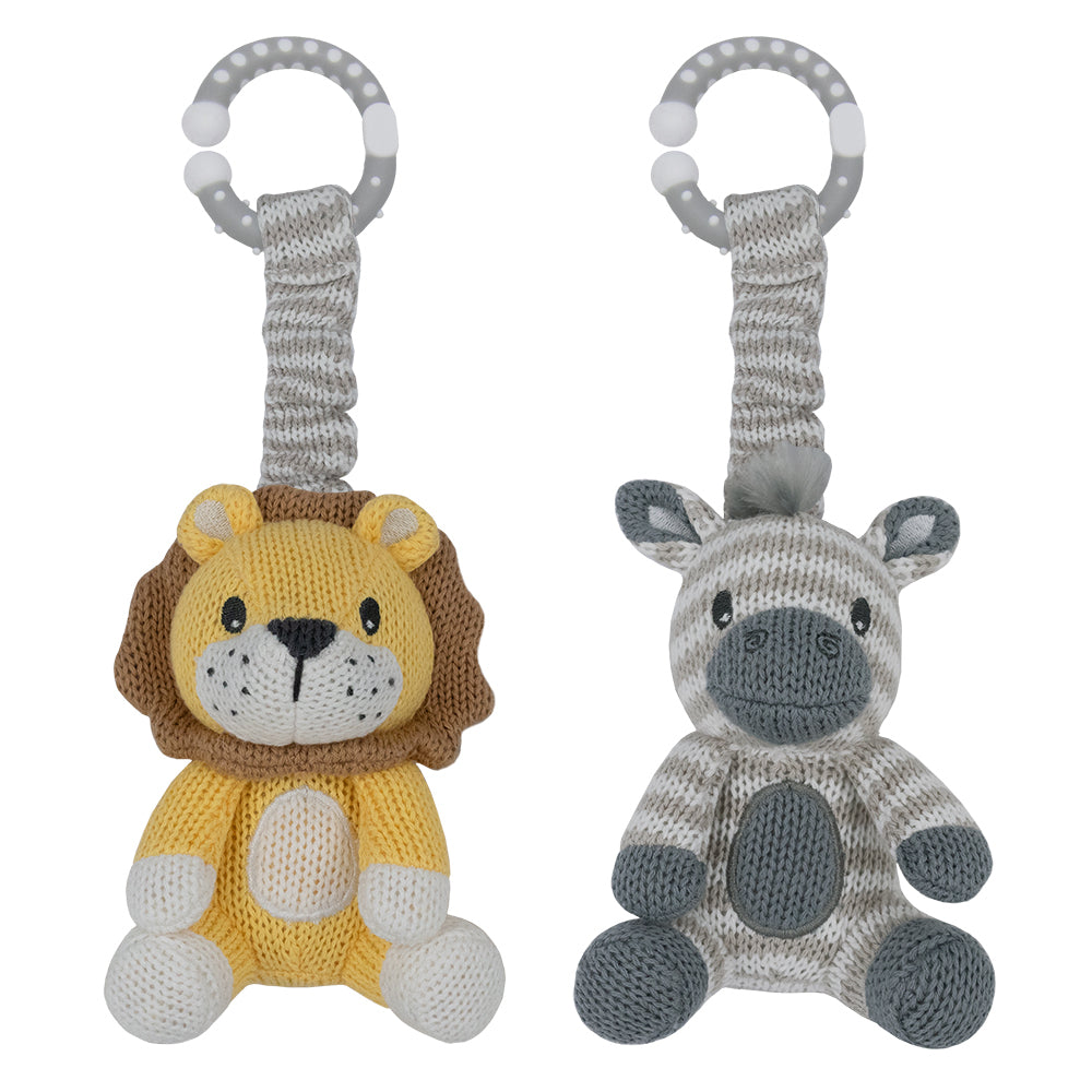 2pk Stroller toy - Zebra & Lion