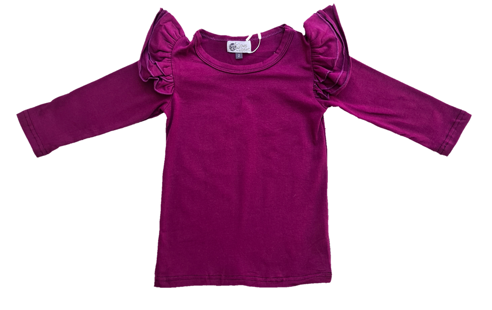 Long Sleeve Flutter - Plum