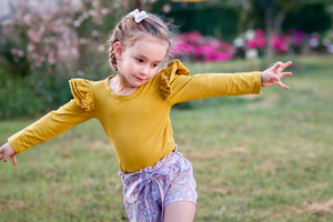 Long Sleeve Flutter - Mustard