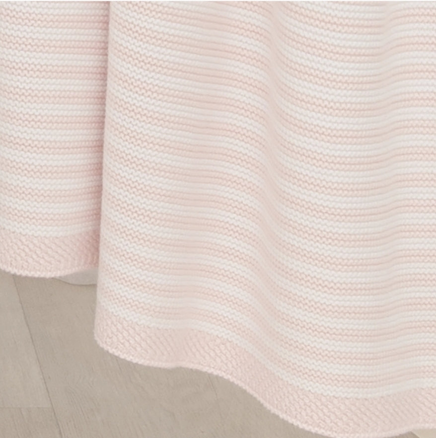Striped Baby Blanket- Pink /White