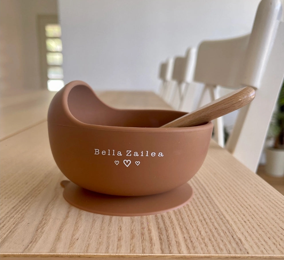 Bella Zailea - Suction bowl & spoon - Clay