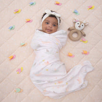 Jersey Swaddle & Rattle Gift Set - Fawn/Ava
