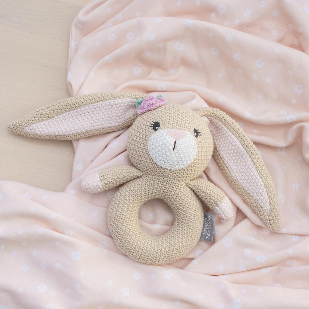 Jersey Swaddle & Rattle Gift Set - Bunny/Floral