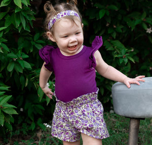 Short Sleeve flutter - Plum
