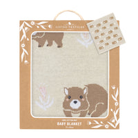 Australiana Baby Blanket- Wombat/ Beige
